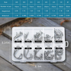 Close-up of high carbon steel circle hooks with sharp barb