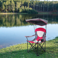 Side view of HIGH POINT SPORTS chair with shade highlighting sturdy frame and portability.
