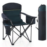 HIGH POINT SPORTS camping folding chair open side view shows roomy seating for outdoor comfort.