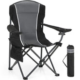 HIGH POINT SPORTS folding chair with cup holder for convenient drinks at the campsite.