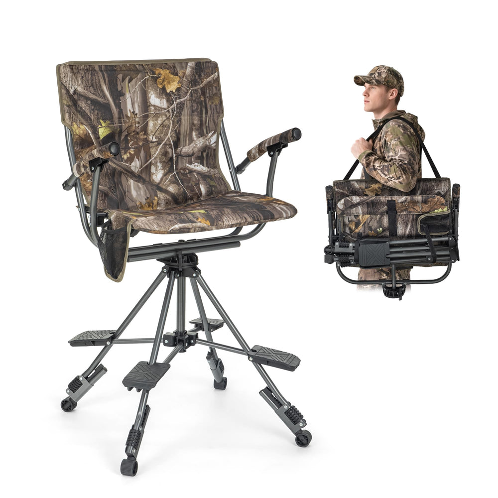 HIGH POINT SPORTS hunting chair 360° swivel enables quiet, quick posture adjustments.