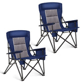 HIGH POINT SPORTS oversized blue camping chair full view highlighting generous seating space.