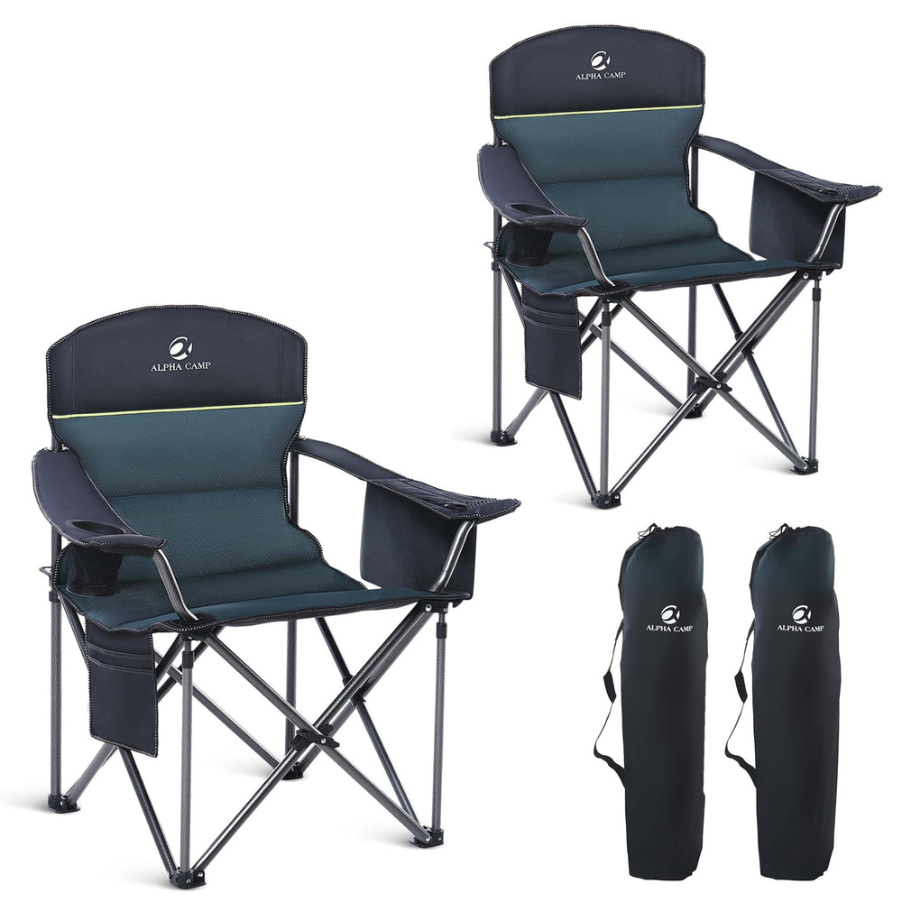 High Point Sports oversized camping chair with cup holder for easy drink access outdoors.