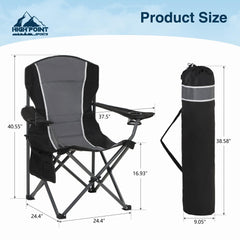 HIGH POINT SPORTS oversized chair with backrest provides comfortable seating for outdoor events.