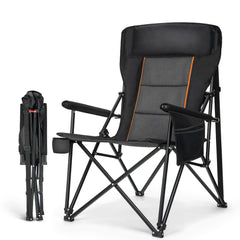 HIGH POINT SPORTS oversized folding camping chair front view with spacious seating and durable frame