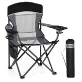 High Point Sports portable mesh-back chair folds compactly for travel comfort.