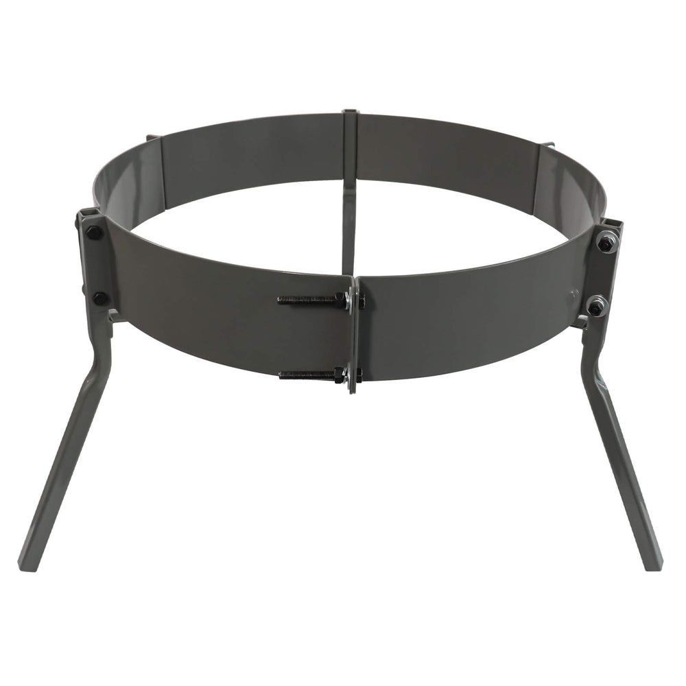 Highwild deer feeder 55-gallon barrel band for quick, drill-free mounting.
