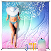 HIHOHO beach blanket 79x83 folded compact for easy travel and quick beach setup.