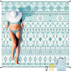HIHOHO beach blanket 79x83 folded for compact travel and storage.