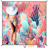 HIHOHO beach blanket unfolded, 79x83 inches, spacious for a family beach day