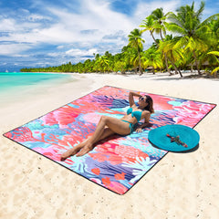HIHOHO beach blanket folded into compact carry bag for easy travel