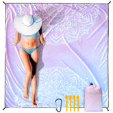 HIHOHO beach blanket folded in compact carry bag for easy portability.
