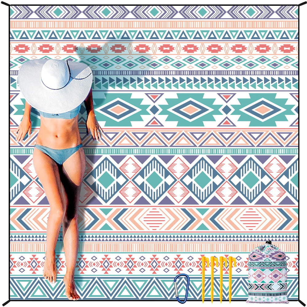 HIHOHO Beach Blanket folded compact for easy carry and quick setup.