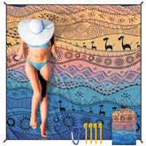HIHOHO beach blanket oversized on sand for family picnics and easy lounging.
