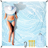 HiHOHO beach blanket oversized on sand offers roomy seating for a family day.