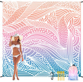 HIHOHO Beach Blanket sandproof setup on a sunny shore for easy sand-free lounging