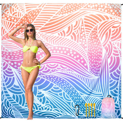 HIHOHO gradiant ripple beach blanket with vivid pattern for easy beach-spot recognition