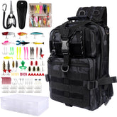 Hikary 137-piece tackle box backpack front view for organized fishing gear