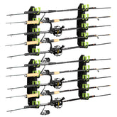 Hikeen fishing rod holders mounted on wall showcase space-saving organization for your garage.