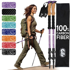 Hiker Hunger carbon fiber hiking poles folded compact for easy travel.