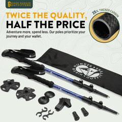 Hiker Hunger Outfitters carbon fiber poles fully extended to fit taller hikers