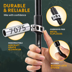 Hiker Hunger Outfitters folding trekking poles adjustable-lengths for varied hikers.