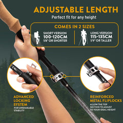 Hiker Hunger Outfitters folding trekking poles metal flip locks for quick setup.
