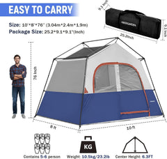 HIKERGARDEN 6P tent interior spacious emphasizes standing height and comfort.