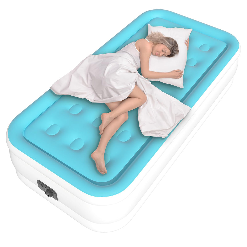 HikerSKY twin air mattress pump in action enables quick guest-ready setup.