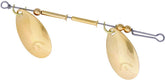 Hildebrandt 3HG Standard Spinner gold front view highlights smooth rotating blades for lure action.