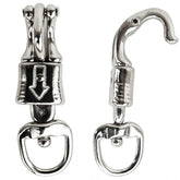 Hill Leather nickel panic snap with round swivel for quick, secure lead rope connections.