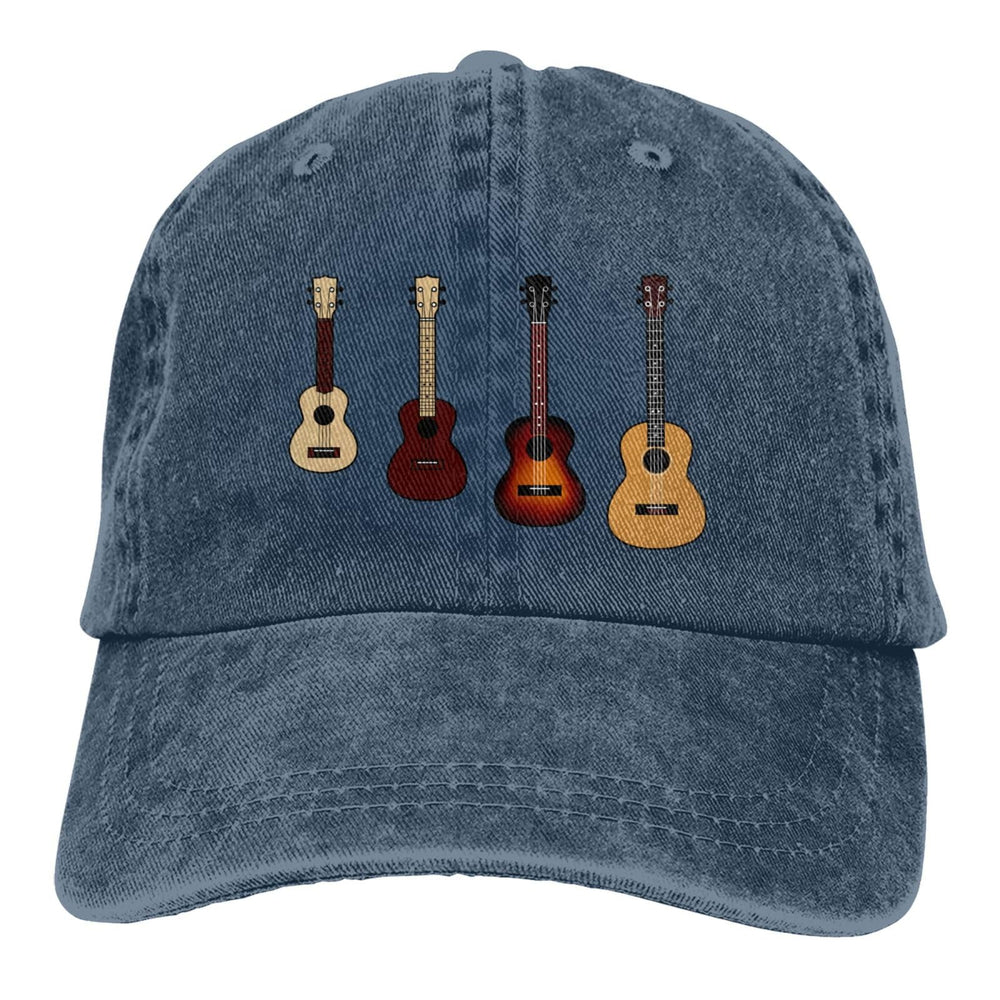 Hillback funny ukulele baseball cap navy front view offers sun protection