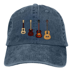 Hillback funny ukulele baseball cap navy front view offers sun protection