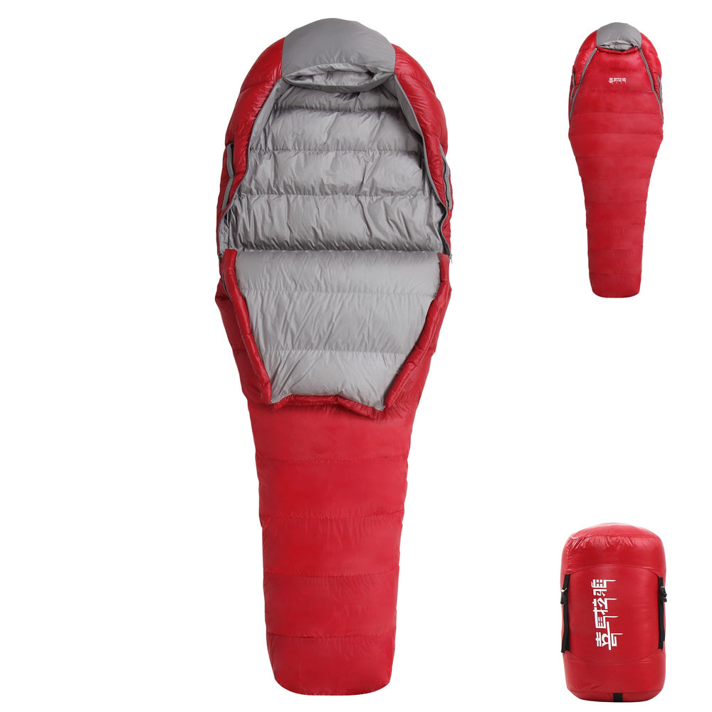 Himalaya duck-down sleeping bag front view showing full-coverage warmth for autumn camping
