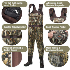 HISEA bootfoot waders feature 200g Thinsulate insulation for warmth