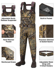 HISEA waders knee-protection view highlighting rugged knee protection