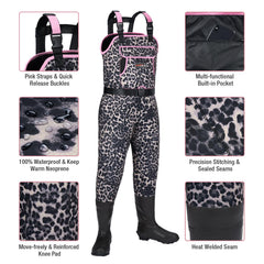 HISEA bootfoot waders with cleated soles offer secure traction on muddy shorelines.