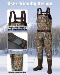 HISEA Womens Chest Waders sole traction demonstrates non-slip confidence on wet, muddy surfaces.