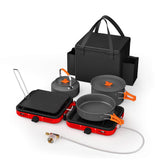 Hisencn camping stove with dual burners for faster cooking on outdoor trips.