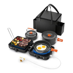 Hisencn camping-stove folded-compact design eases carry and storage.