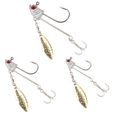 HISOO Jig Head Hooks with Spinner Blades display a 3-piece set for versatile lure fishing.