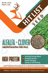Hit List Seed alfalfa-clover seed bag ready for a high-protein deer plot
