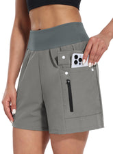 Hiverlay women's hiking shorts fabric close-up highlighting UPF50 protection