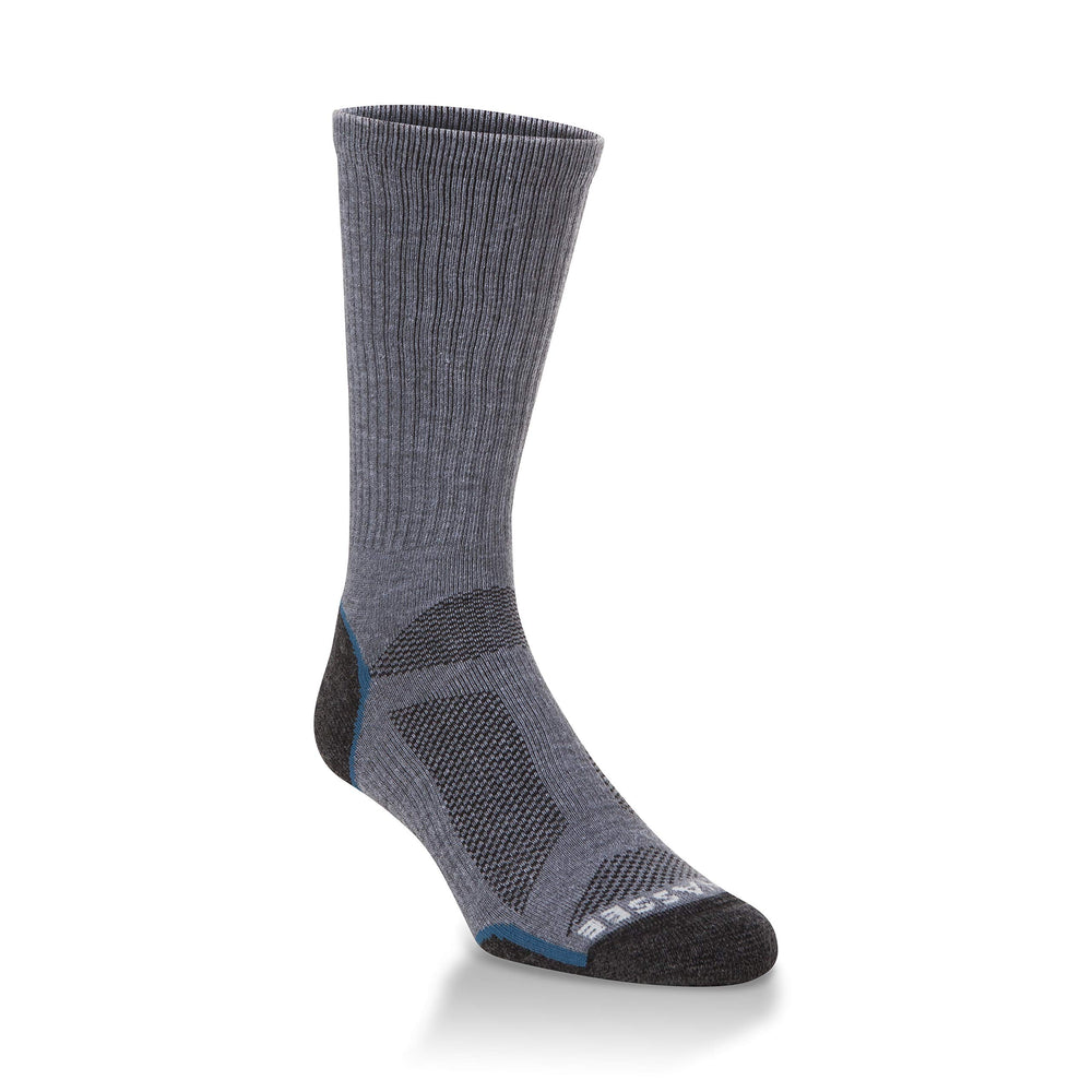 Hiwassee Lightweight Tech Crew Socks in charcoal and blue with cushioned comfort and moisture-wicking performance