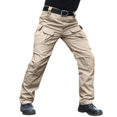 Hiwise men's stretch tactical pants water-resistant closeup shows durable outdoor protection.