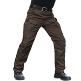 Hiwise men's stretch tactical pants water-resistant fabric close-up for wet-weather adventures