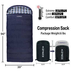 HiZYNICE sleeping bag right-zip closure enables easy entry and ventilation