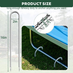 Hldgras galvanized steel stakes with spiral design for strong ground grip.