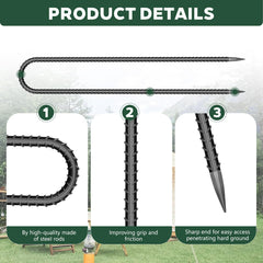 Hldgras sharp tip tent anchors easy to drive into soil.