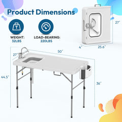 HLPB portable camping sink table with drainage hose ideal for quick cleanup at picnics.